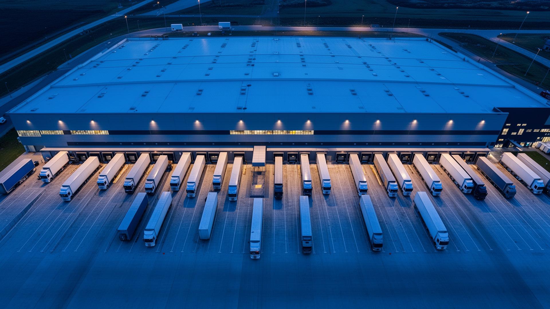 Aerial of distribution terminal with dedicated trailers